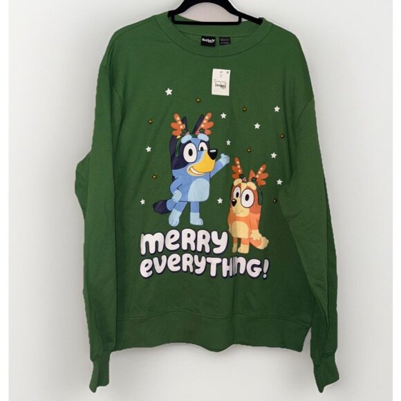 NWT Bluey Christmas Sweatshirt Men's Size XL Jingle Bells Crewneck Pullover - Picture 1 of 10